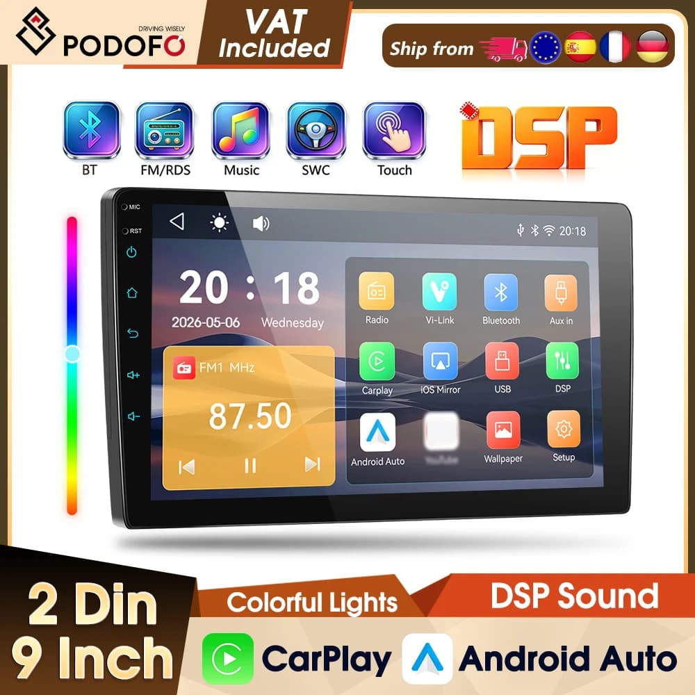 Podofo 2Din Wireless CarPlay Car Stereo Radio…