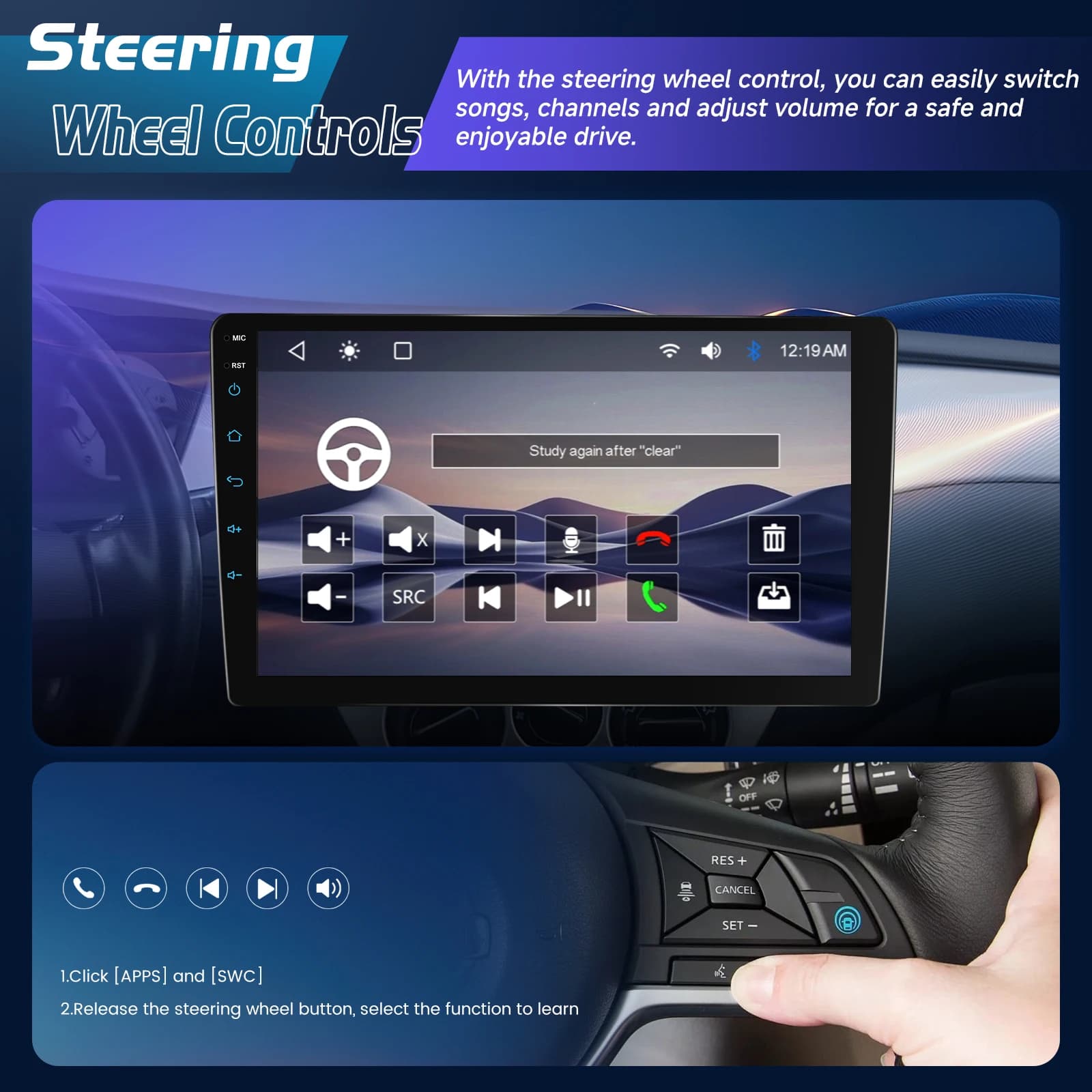 Podofo 2Din Wireless CarPlay Car Stereo Radio 9" MP5 Car Multimedia Player Bluetooth FM RDS Android Auto IPS Screen Car Intelligent Systems