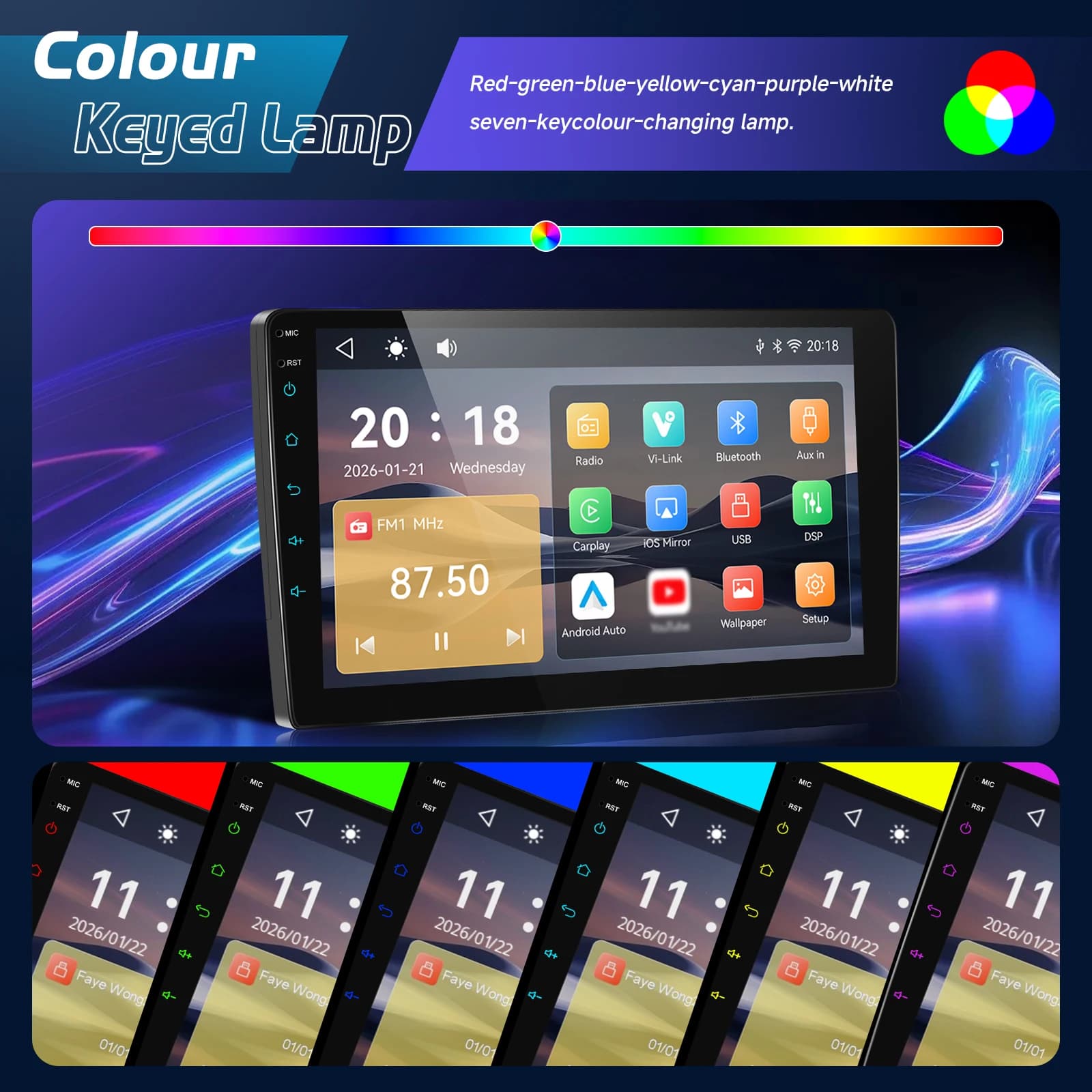 Podofo 2Din Wireless CarPlay Car Stereo Radio 9" MP5 Car Multimedia Player Bluetooth FM RDS Android Auto IPS Screen Car Intelligent Systems