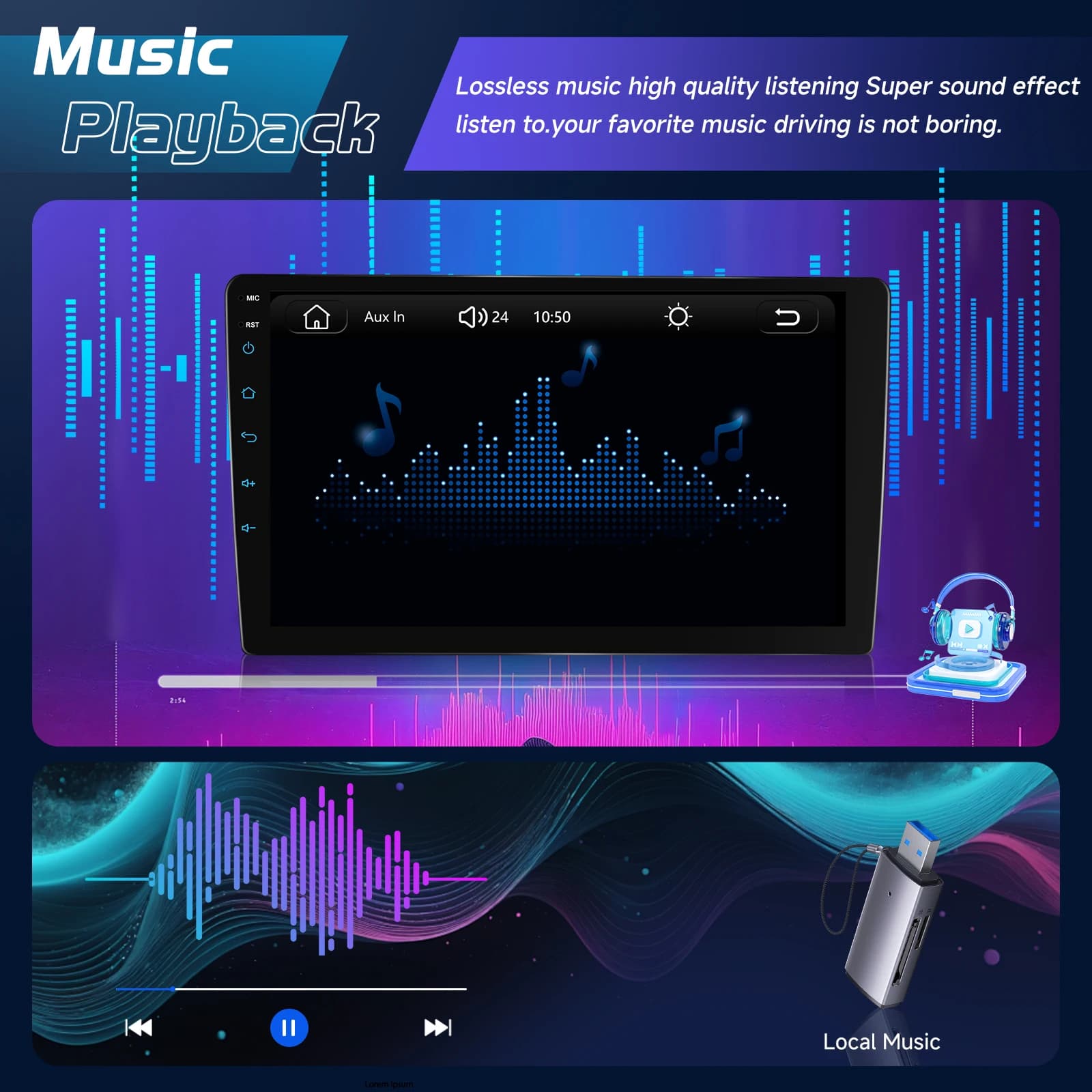 Podofo 2Din Wireless CarPlay Car Stereo Radio 9" MP5 Car Multimedia Player Bluetooth FM RDS Android Auto IPS Screen Car Intelligent Systems