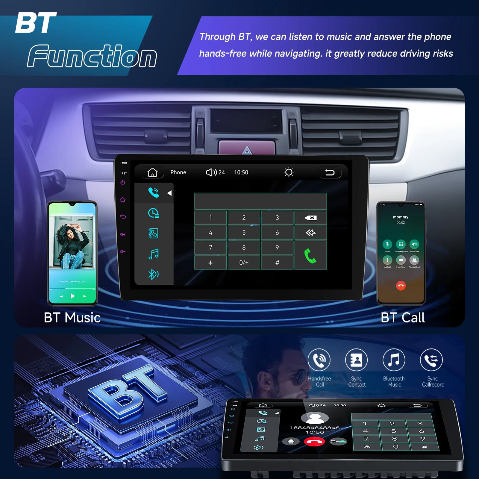 Podofo 2Din Wireless CarPlay Car Stereo Radio 9" MP5 Car Multimedia Player Bluetooth FM RDS Android Auto IPS Screen Car Intelligent Systems